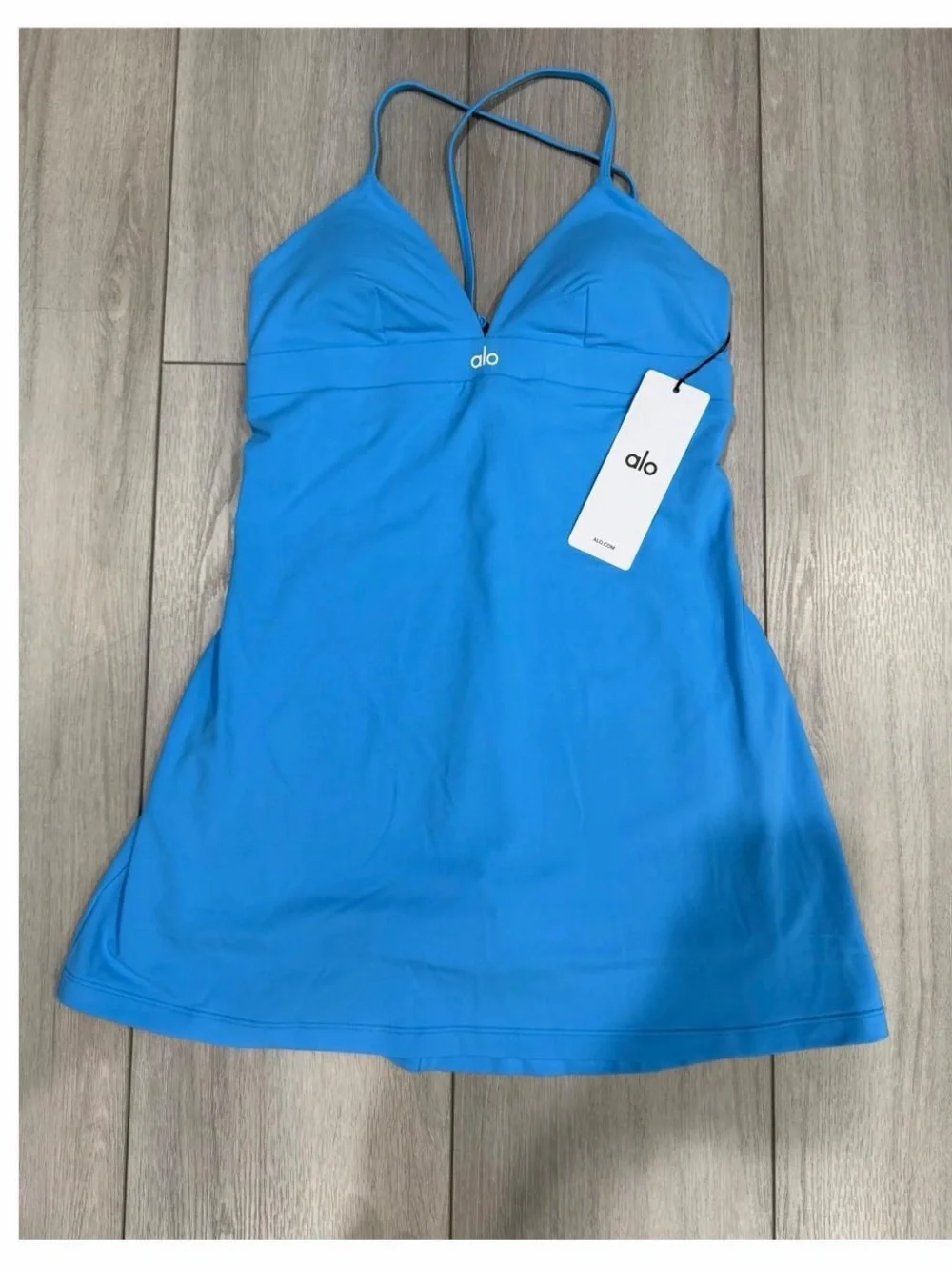 ALO Yoga Women’s Airbrush Splendor Mini Dress in Azure Blue — Size M